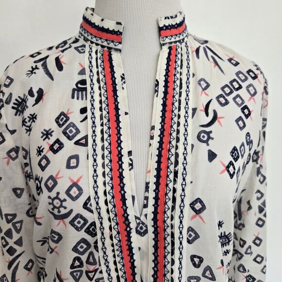 Tory Burch Evil Eye Printed Tunic Embellished Lightweight Symbols Women 4 - Picture 4 of 12